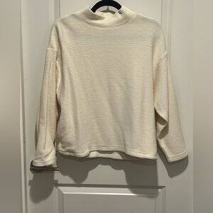 Madewell Women's Cream Ribbed Mockneck Sweater |Size Medium